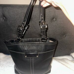 Coach Hamilton Black Pebbled Leather Medium Tote silver Hardware F13089